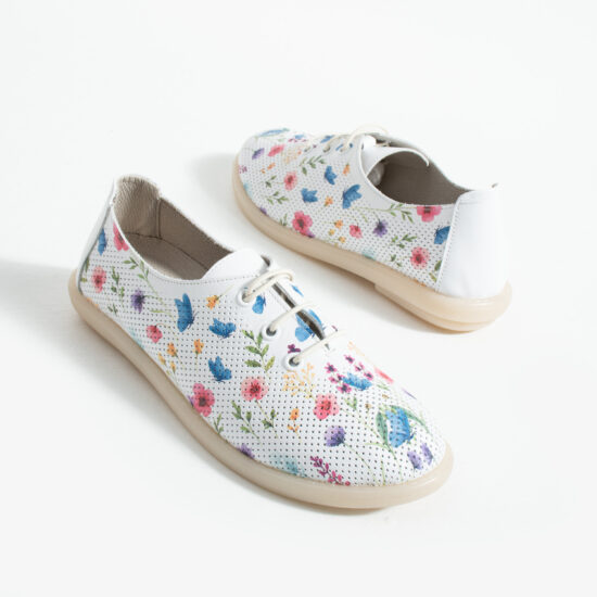 Zapatos cómodos de piel para mujer con memory foam - estampado floral - vista lateral