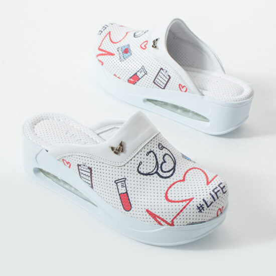 Zuecos sanitarios de piel para mujer con plataforma - estampado Pulse — 5