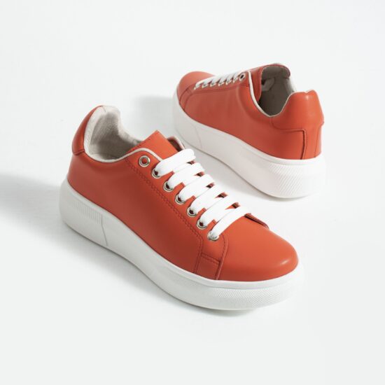 Zapatillas de mujer de piel – naranjas