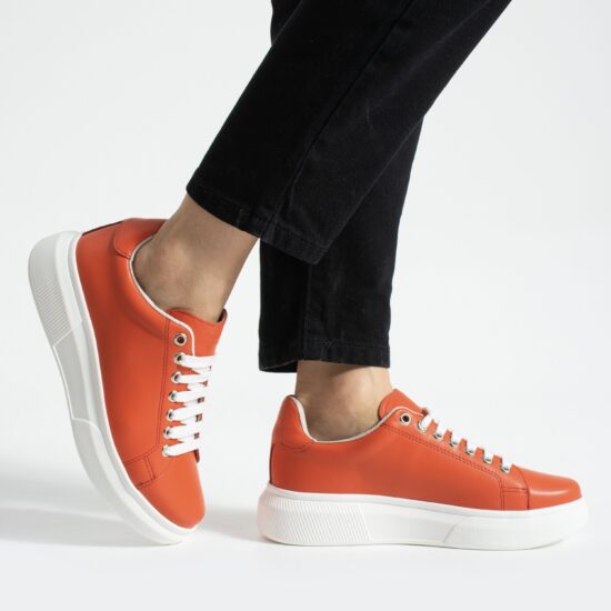 Zapatillas de mujer de piel – naranjas - Оранжев