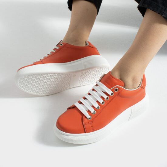 Zapatillas de mujer de piel – naranjas - Естествена кожа