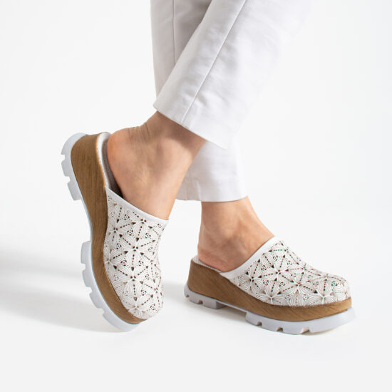 Mujer Imara Flora White от Естествена кожа