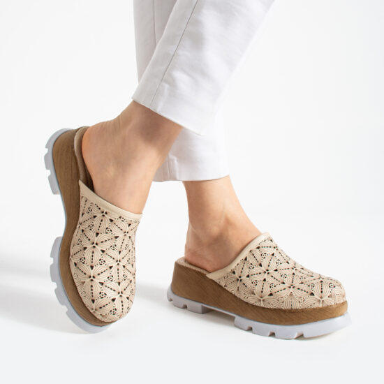 Mujer Imara Flora Beige от Естествена кожа