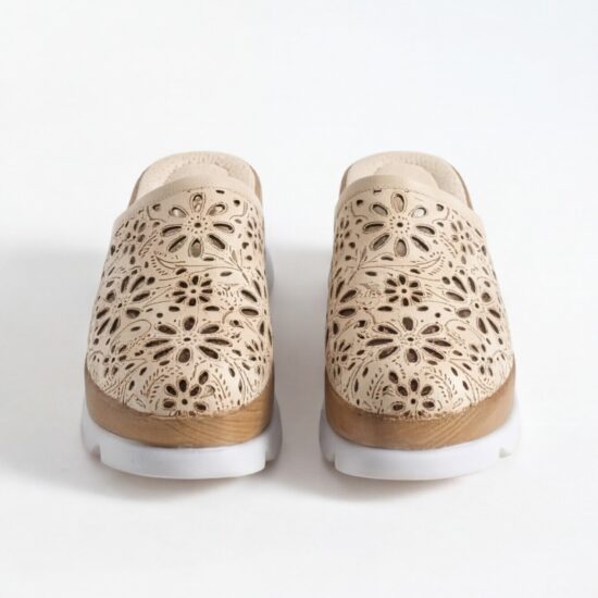 Zuecos beige de verano con plataforma para mujer - vista superior