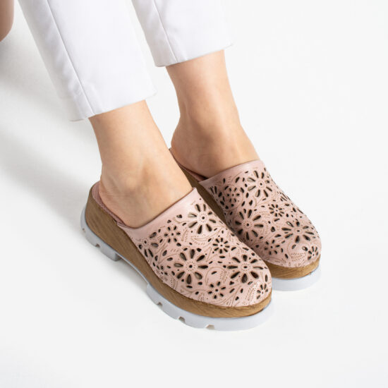Zuecos rosas de verano con plataforma para mujer