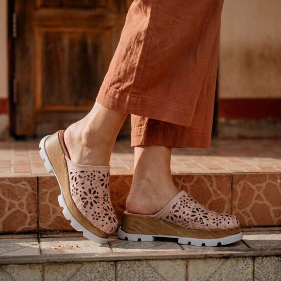 Zuecos rosas de verano con plataforma para mujer - Розов