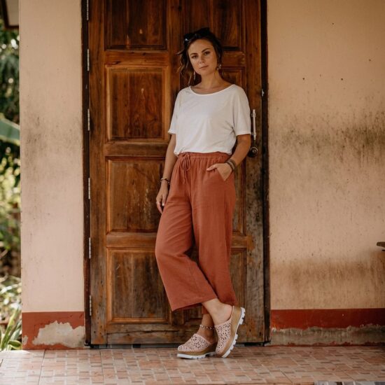 Zuecos rosas de verano con plataforma para mujer