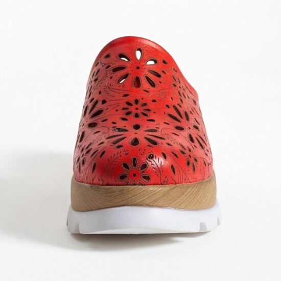 Zuecos rojos de verano con plataforma para mujer