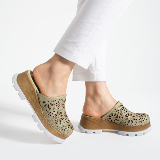 Mujer Imara Flora Olive от Естествена кожа
