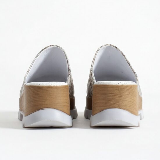 Zuecos plateados de verano con plataforma para mujer - detalle