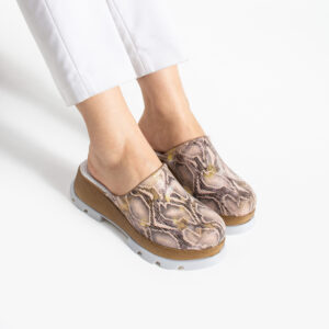 Zuecos rosa dorado de verano con plataforma para mujer