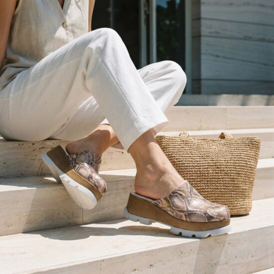 Zuecos rosa dorado de verano con plataforma para mujer - Розов