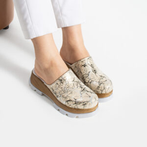Zuecos blancos dZuecos dorados de verano con pe verano con plataforma para mujer