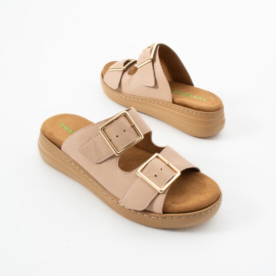 Sandalias de mujer de piel con plantilla extraíble - Розов