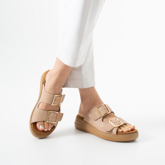 Sandalias de mujer de piel con plantilla extraíble - vista lateral