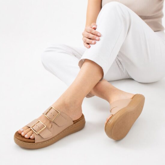 Sandalias de mujer de piel con plantilla extraíble - vista superior