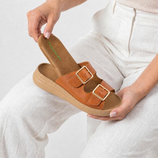 Sandalias de mujer de piel con plantilla extraíble - Естествена кожа