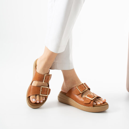 Sandalias de mujer de piel con plantilla extraíble - vista lateral