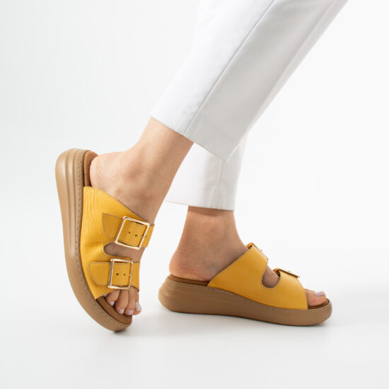 Sandalias de mujer de piel con plantilla extraíble - vista lateral