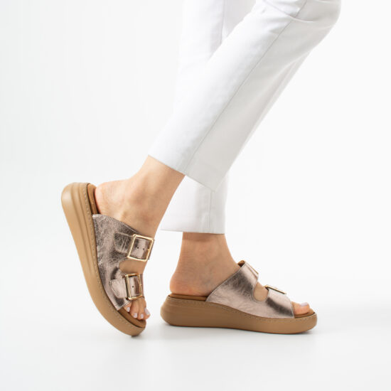 Sandalias de mujer de piel con plantilla extraíble - vista lateral