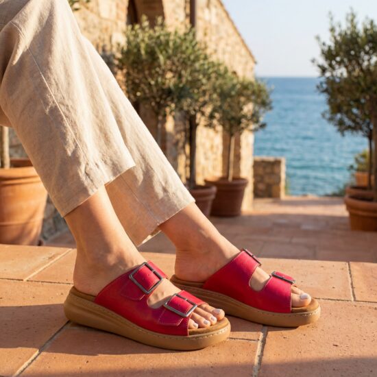 Sandalias de mujer de piel con plantilla extraíble