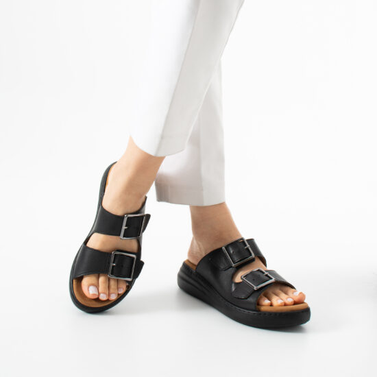 Sandalias de mujer de piel con plantilla extraíble - vista lateral