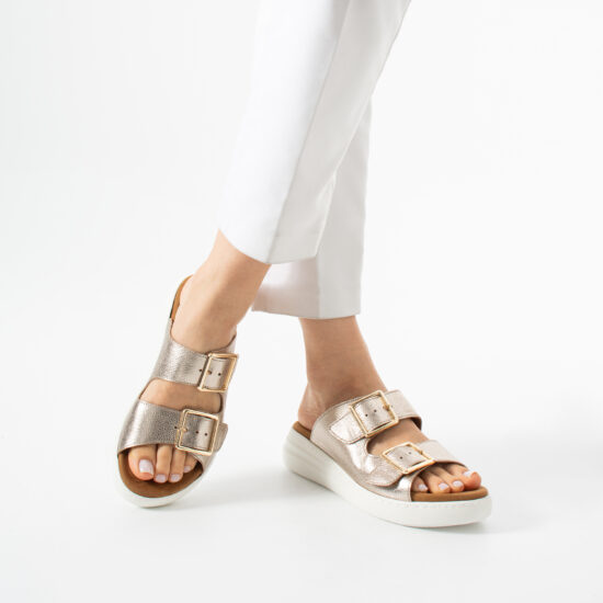 Sandalias de mujer de piel con plantilla extraíble - vista lateral