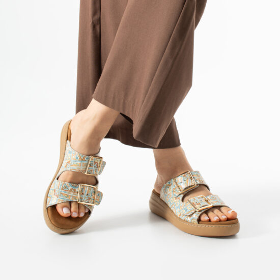 Sandalias de mujer de piel con plantilla extraíble - vista lateral