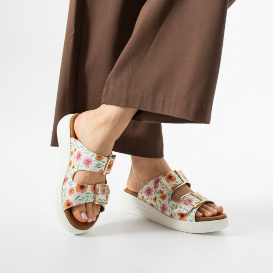 Sandalias de mujer de piel con plantilla extraíble - vista lateral
