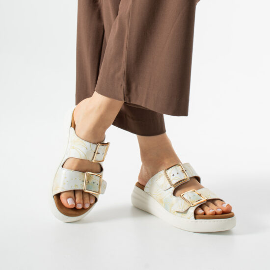 Sandalias de mujer de piel con plantilla extraíble - vista lateral