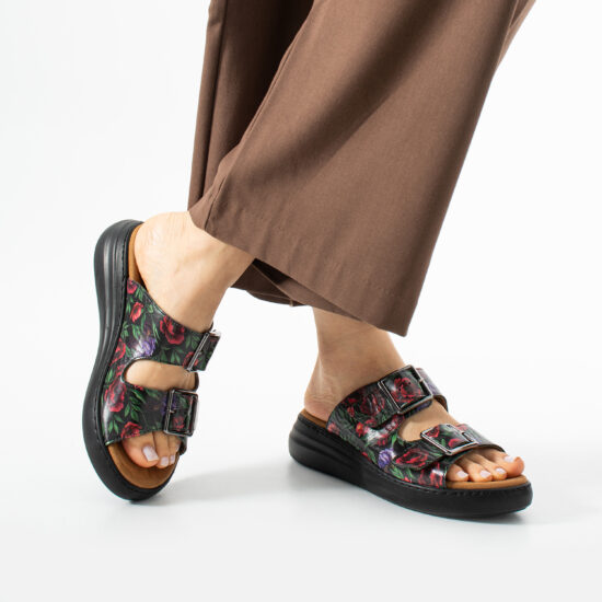 Sandalias de mujer de piel con plantilla extraíble - vista lateral