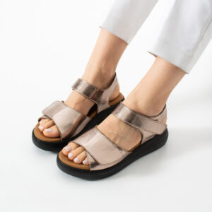 Sandalias de piel para mujer con plantillas extraíbles y velcro