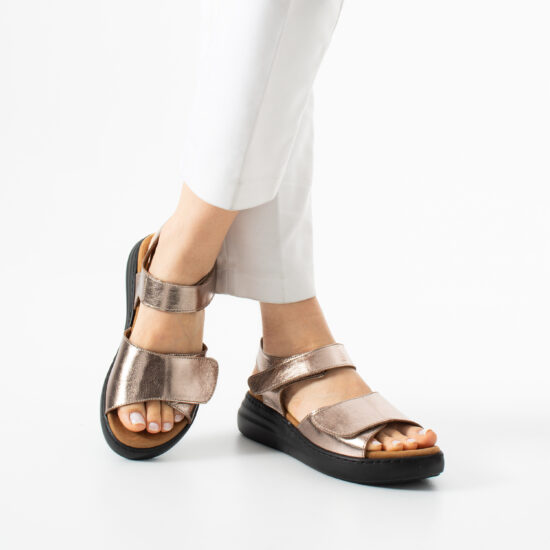Sandalias de piel para mujer con plantillas extraíbles y velcro - Естествена кожа