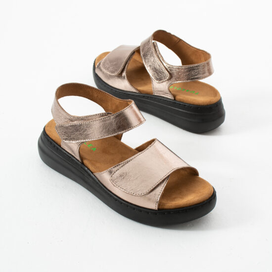 Sandalias de piel para mujer con plantillas extraíbles y velcro - vista lateral