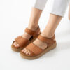Sandalias de piel para mujer con plantillas extraíbles y velcro