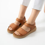 Sandalias de piel para mujer con plantillas extraíbles y velcro