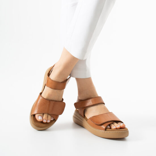 Sandalias de piel para mujer con plantillas extraíbles y velcro - Естествена кожа
