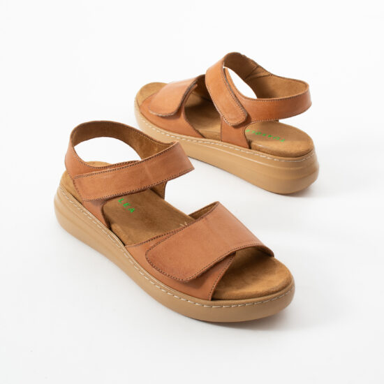 Sandalias de piel para mujer con plantillas extraíbles y velcro - vista lateral
