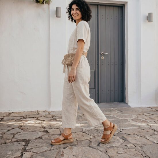 Sandalias de piel para mujer con plantillas extraíbles y velcro - vista superior