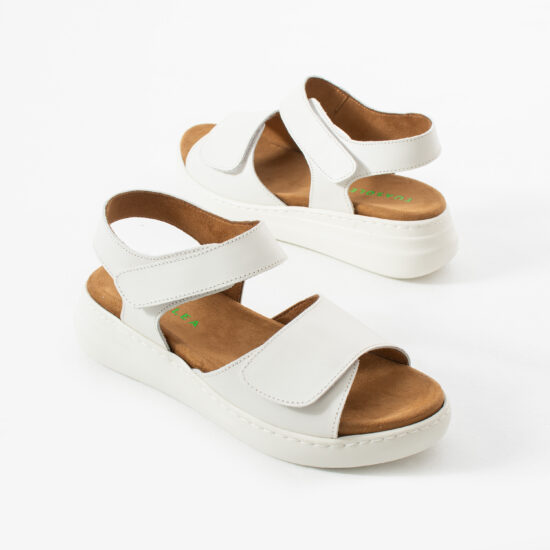Sandalias de piel para mujer con plantillas extraíbles y velcro - vista lateral