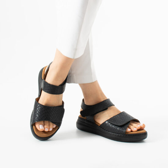 Sandalias de piel para mujer con plantillas extraíbles y velcro - Естествена кожа