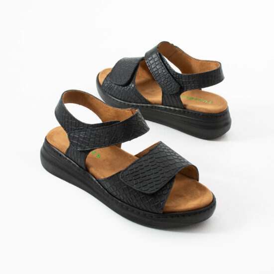 Sandalias de piel para mujer con plantillas extraíbles y velcro - vista lateral