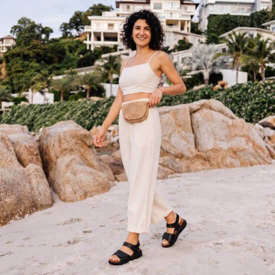 Sandalias de piel para mujer con plantillas extraíbles y velcro - vista superior