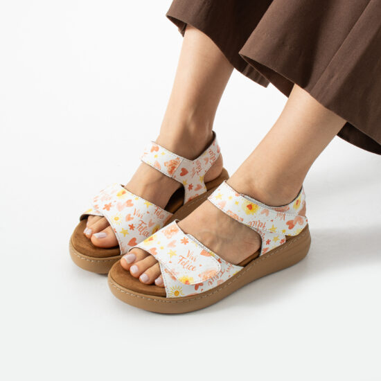 Sandalias de piel para mujer con plantillas extraíbles y velcro