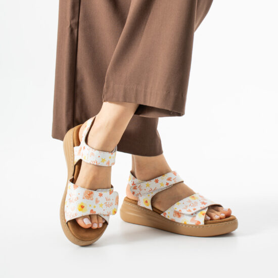 Sandalias de piel para mujer con plantillas extraíbles y velcro - Естествена кожа