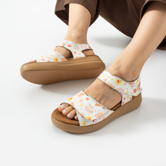 Sandalias de piel para mujer con plantillas extraíbles y velcro - vista lateral