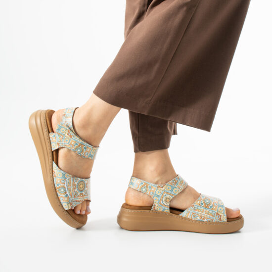 Sandalias de piel para mujer con plantillas extraíbles y velcro - Естествена кожа