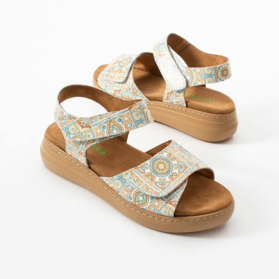 Sandalias de piel para mujer con plantillas extraíbles y velcro - vista lateral