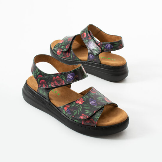 Sandalias de piel para mujer con plantillas extraíbles y velcro - vista lateral