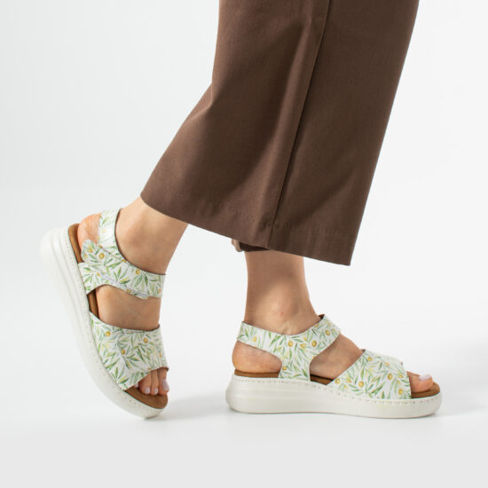 Sandalias de piel para mujer con plantillas extraíbles y velcro - Естествена кожа